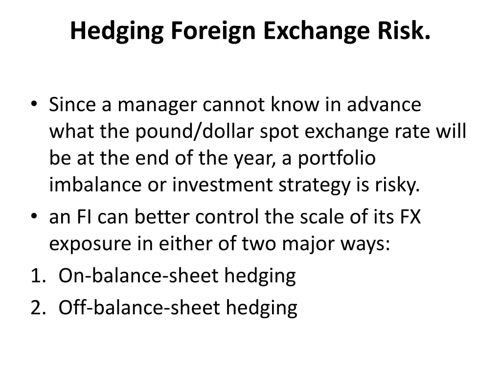 hedging foreign exchange risk