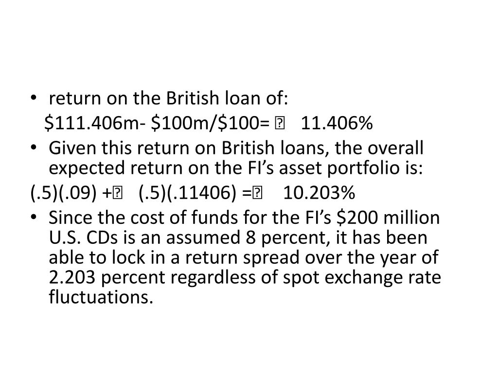 return on the british loan of 111 406m 100m