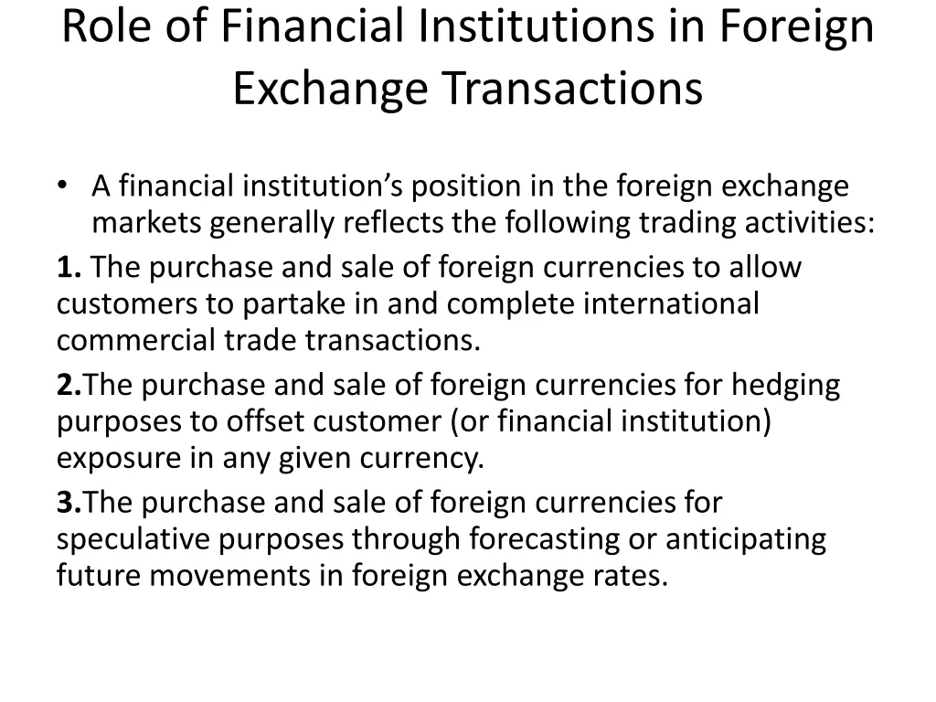 role of financial institutions in foreign