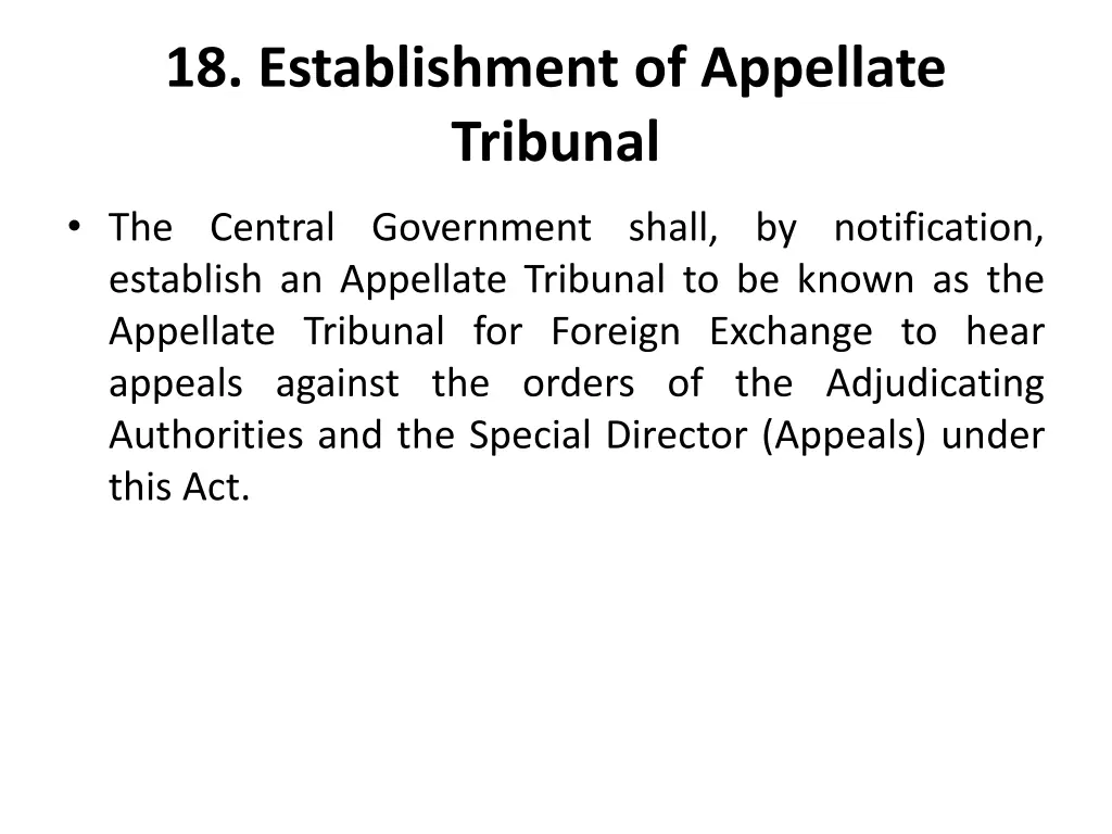 18 establishment of appellate tribunal