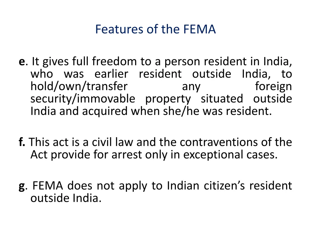 features of the fema 1