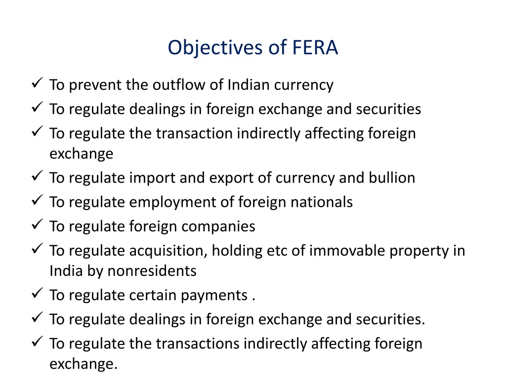 objectives of fera