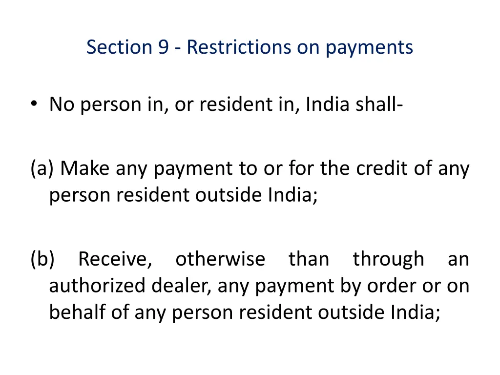 section 9 restrictions on payments