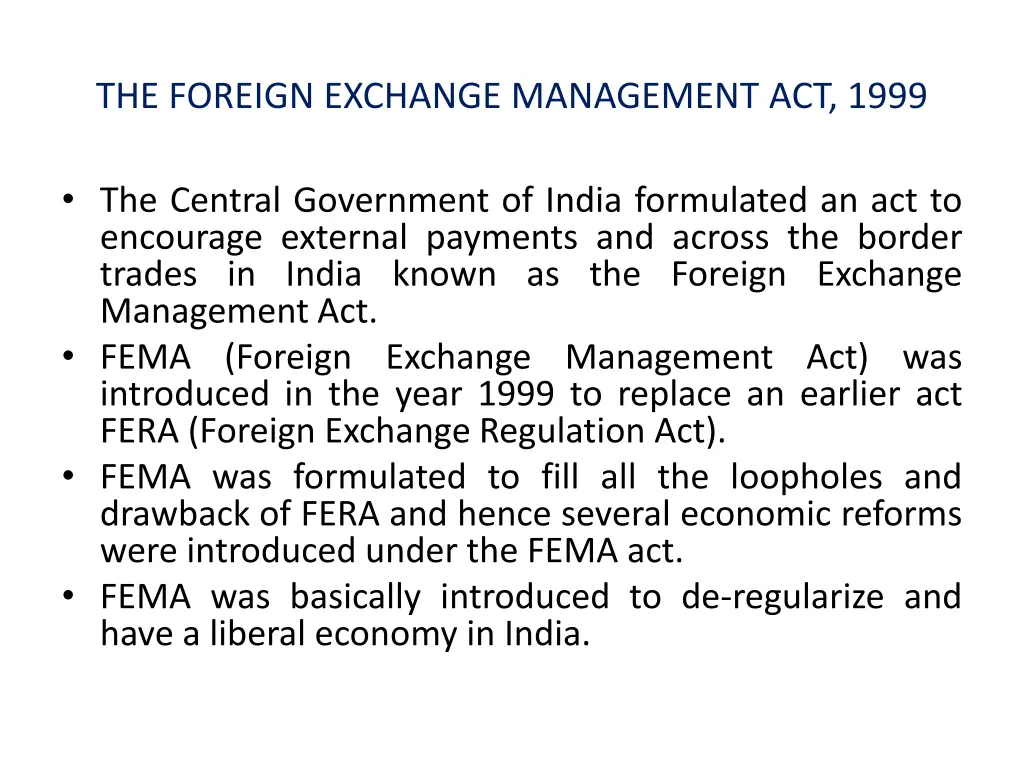 the foreign exchange management act 1999 1