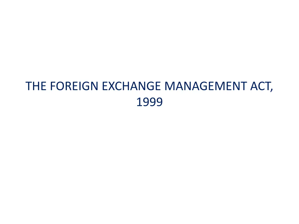 the foreign exchange management act 1999