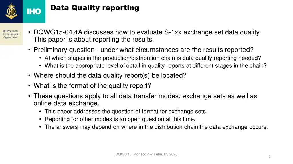 data quality reporting