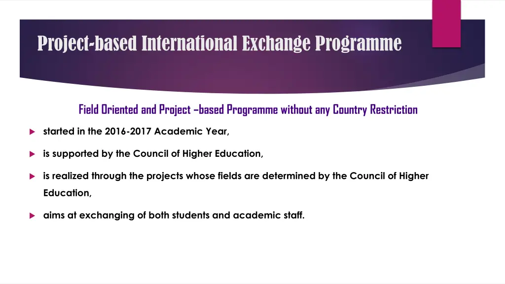 project based international exchange programme 2