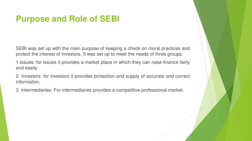 purpose and role of sebi