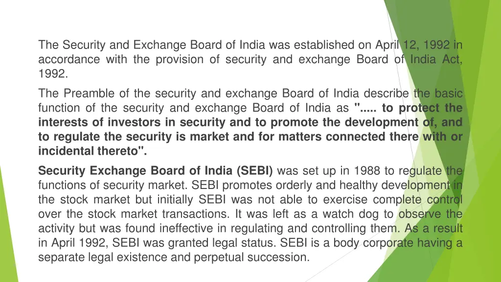 the security and exchange board of india