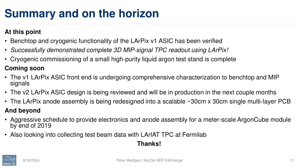 summary and on the horizon