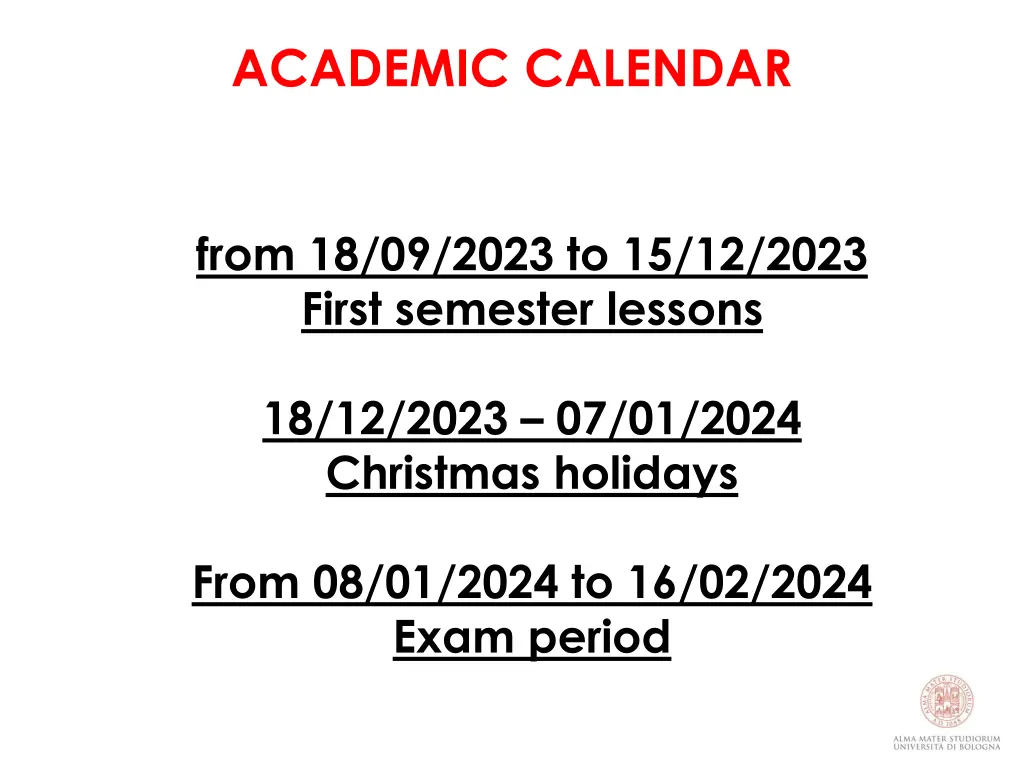 academic calendar