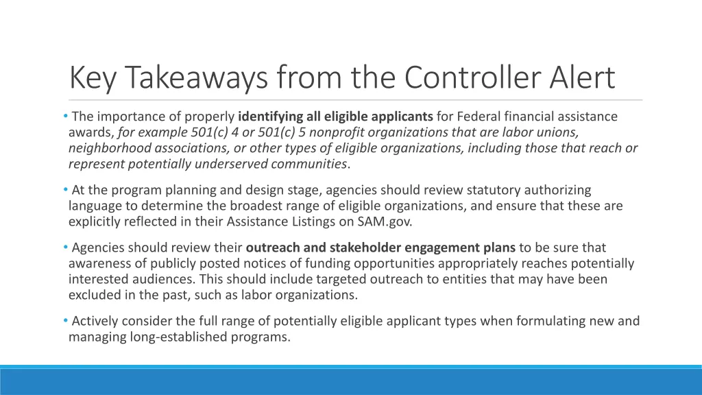 key takeaways from the controller alert