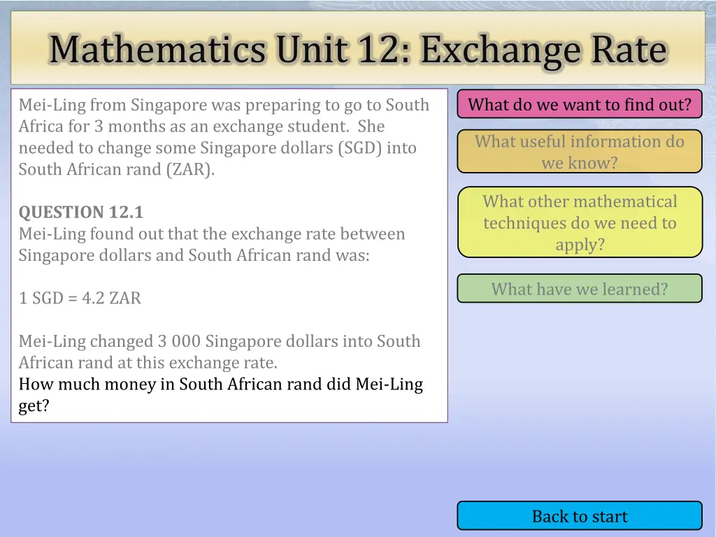 mathematics unit 12 exchange rate 1