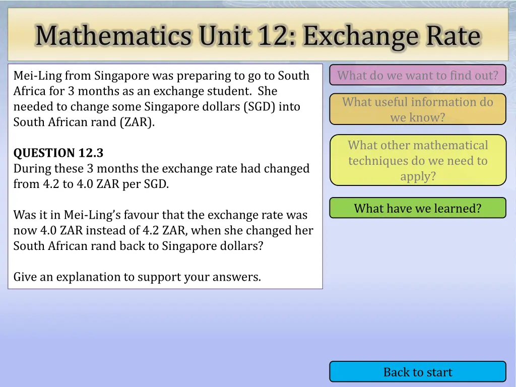 mathematics unit 12 exchange rate 14