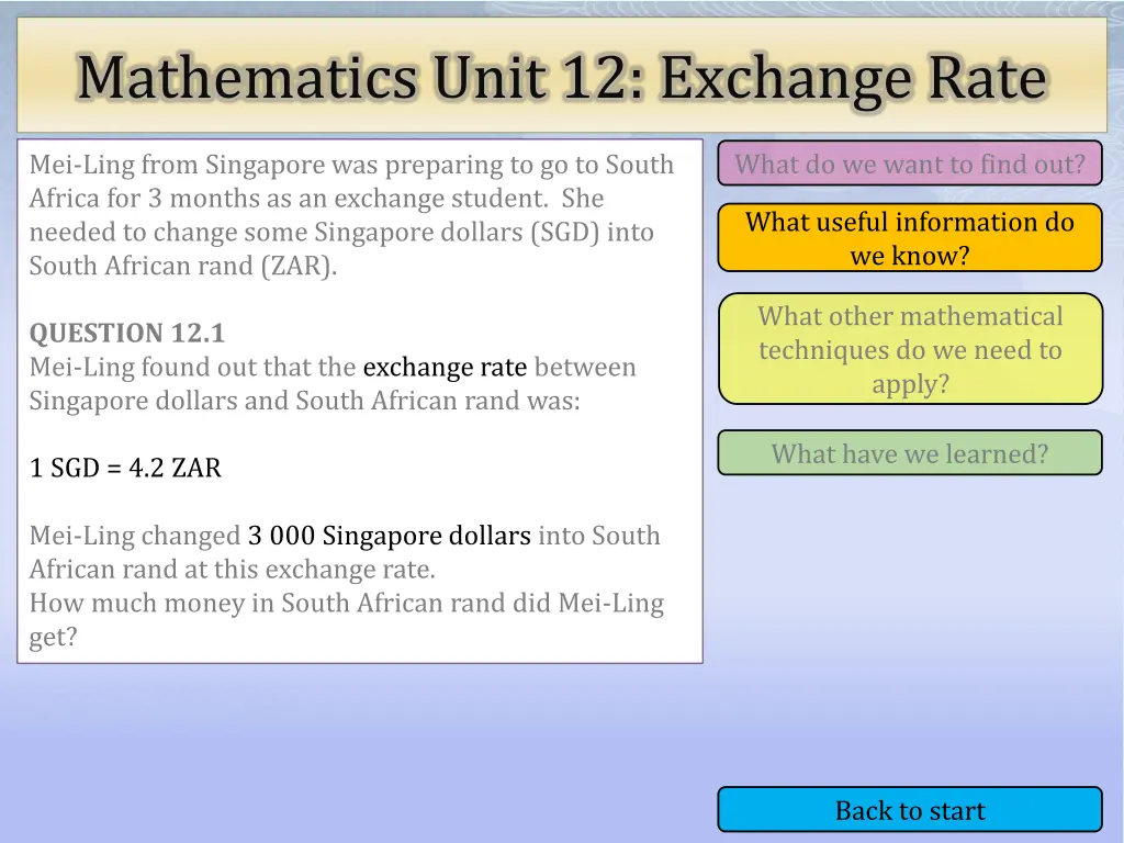 mathematics unit 12 exchange rate 2