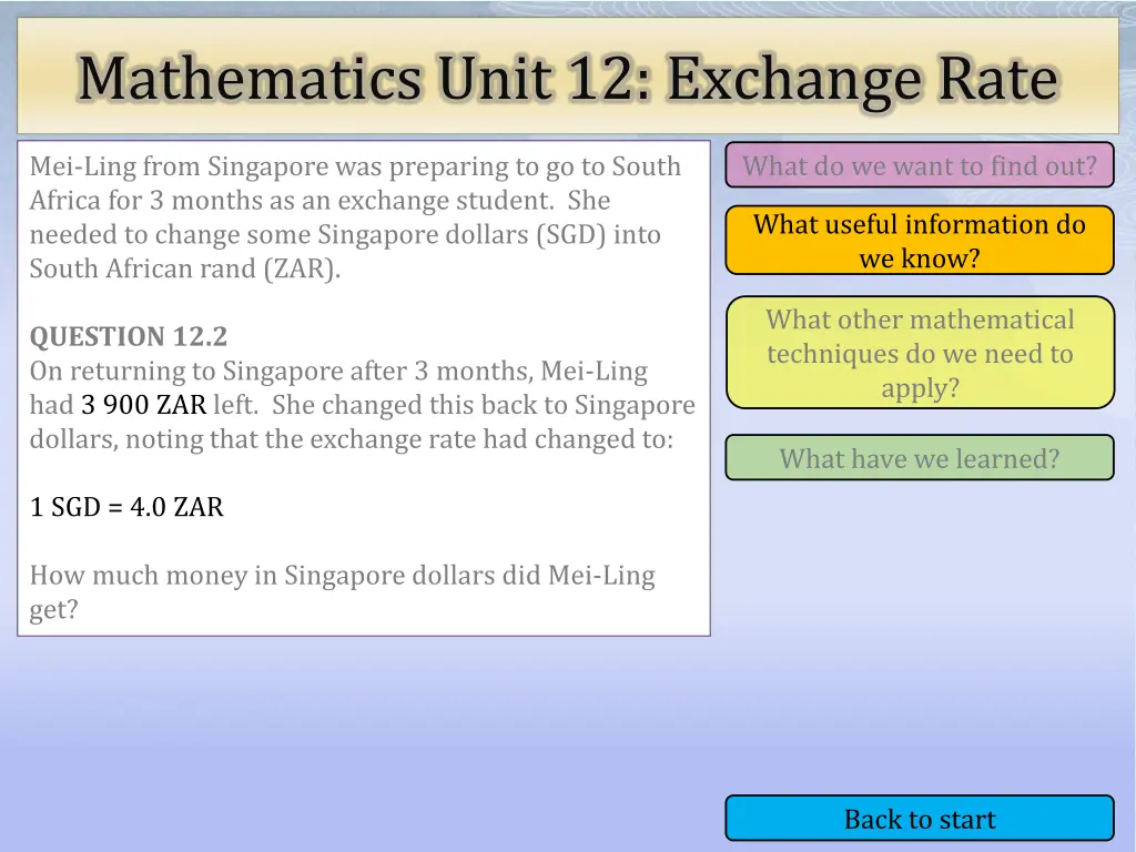 mathematics unit 12 exchange rate 7