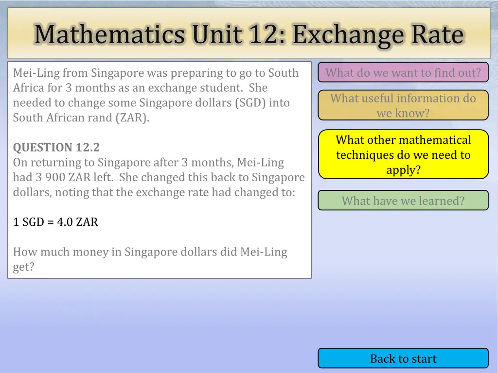 mathematics unit 12 exchange rate 8