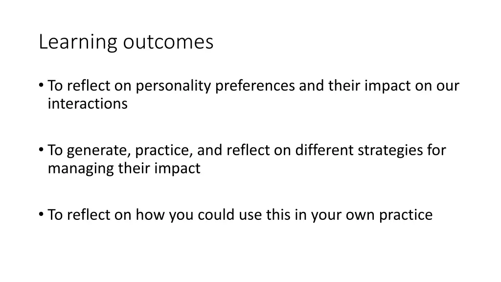 learning outcomes