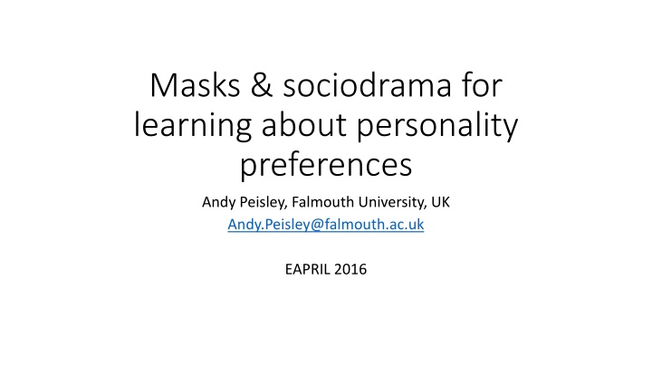 masks sociodrama for learning about personality