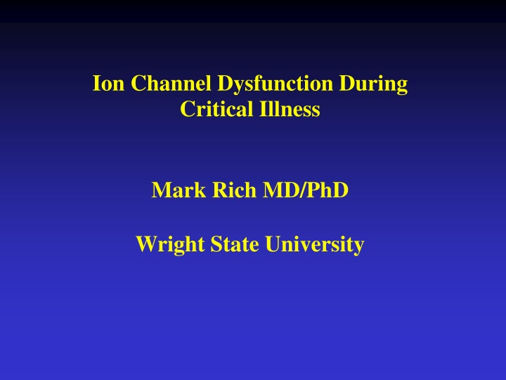 ion channel dysfunction during critical illness