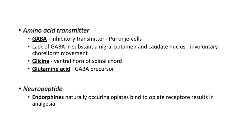 amino acid transmitter gaba inhibitory