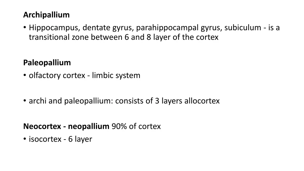 archipallium hippocampus dentate gyrus