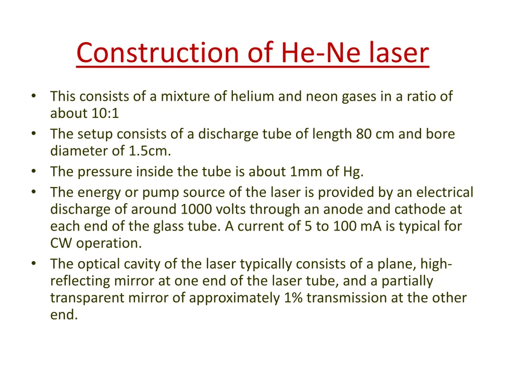 construction of he ne laser