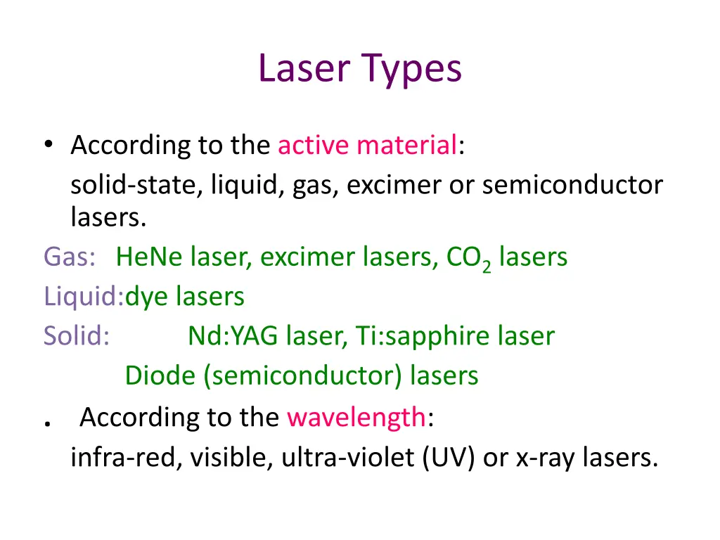 laser types