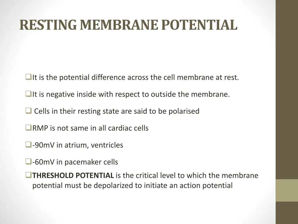 resting membrane potential