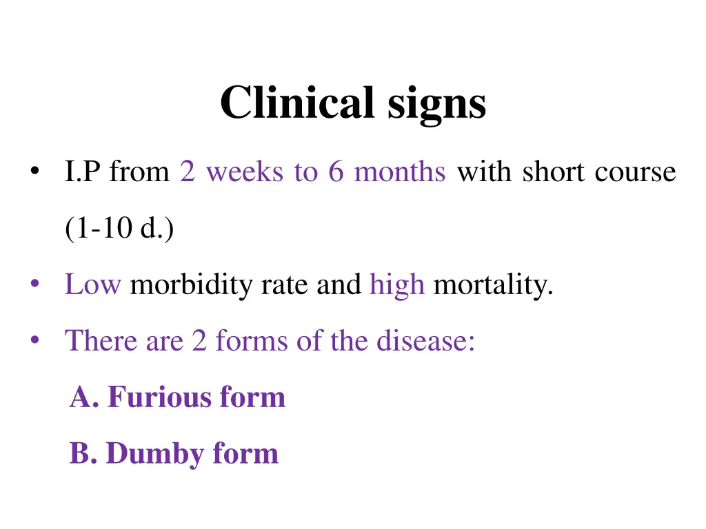 clinical signs