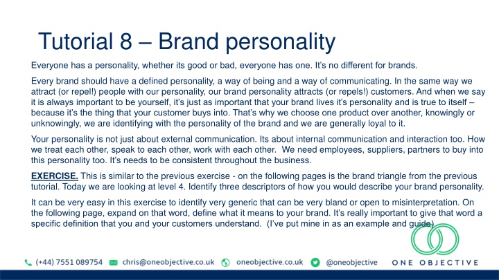 tutorial 8 brand personality