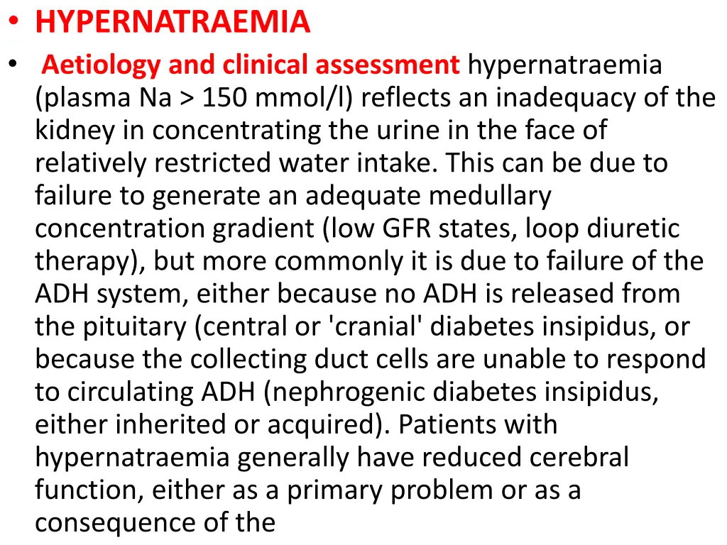 hypernatraemia aetiology and clinical assessment