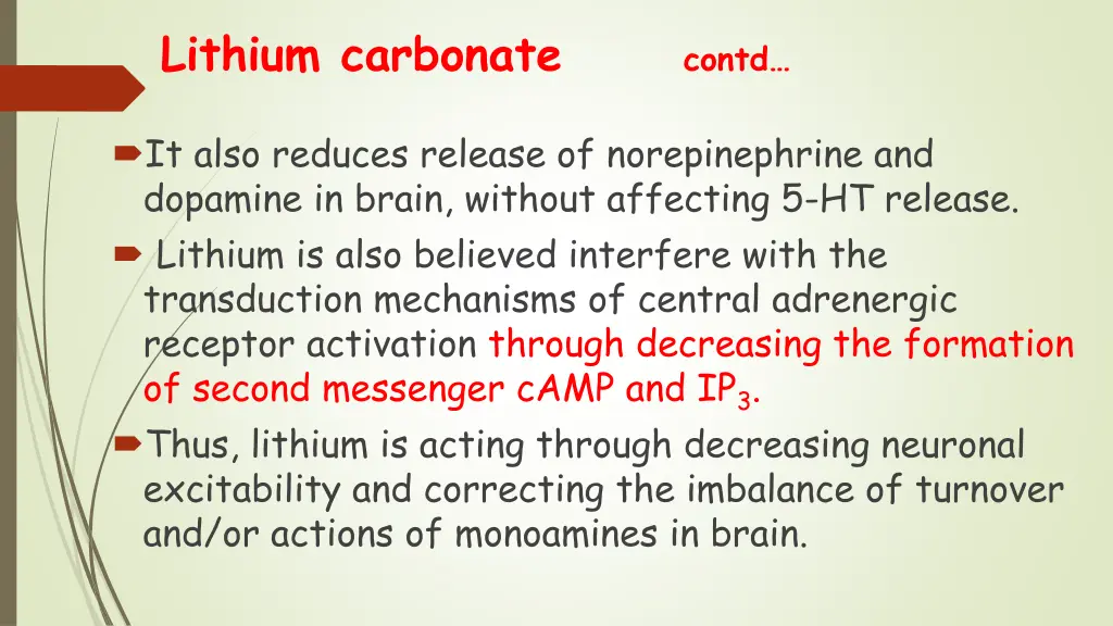 lithium carbonate contd