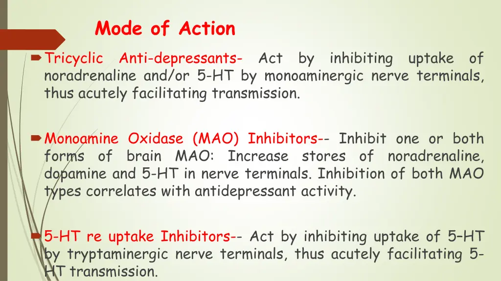 mode of action tricyclic anti depressants