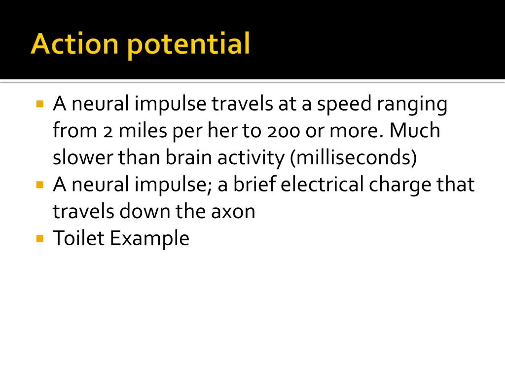 a neural impulse travels at a speed ranging from