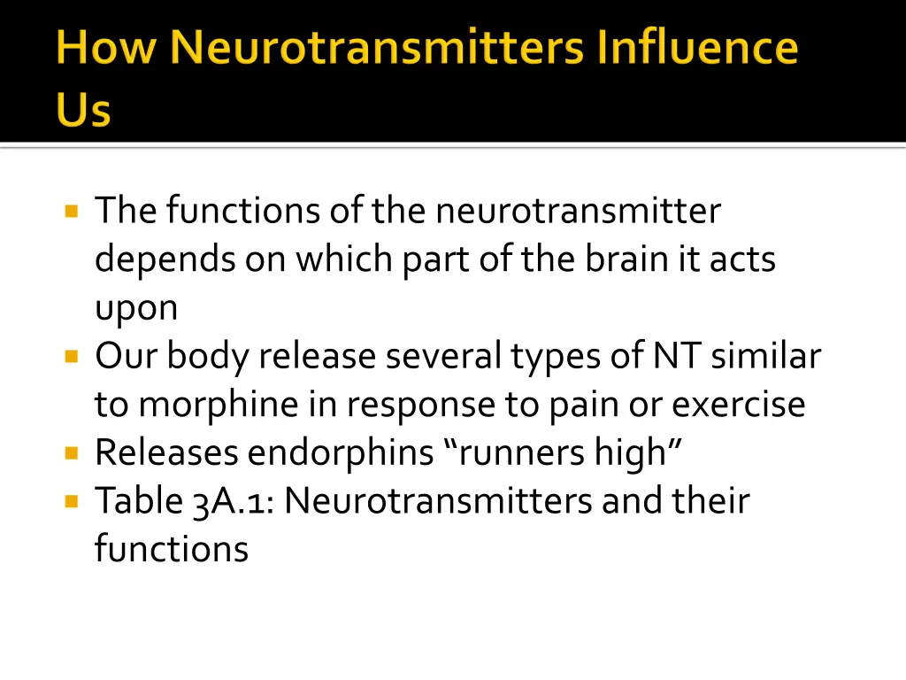 the functions of the neurotransmitter depends