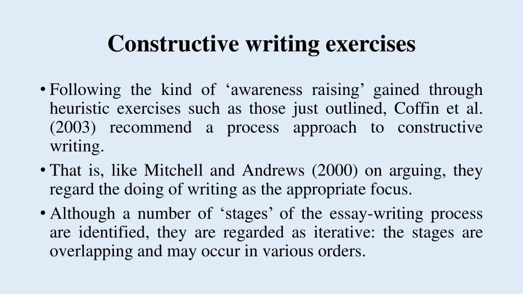 constructive writing exercises