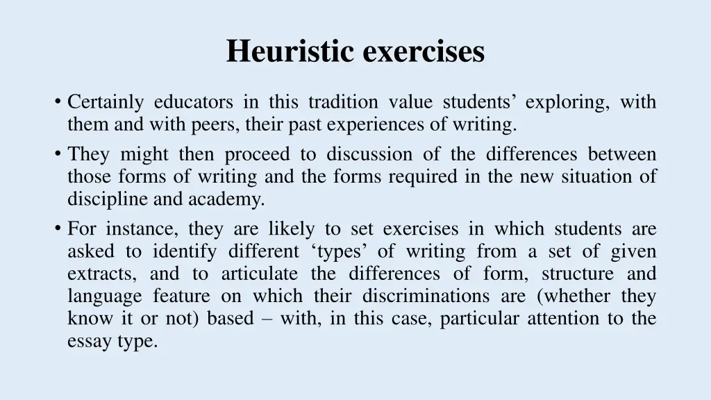 heuristic exercises