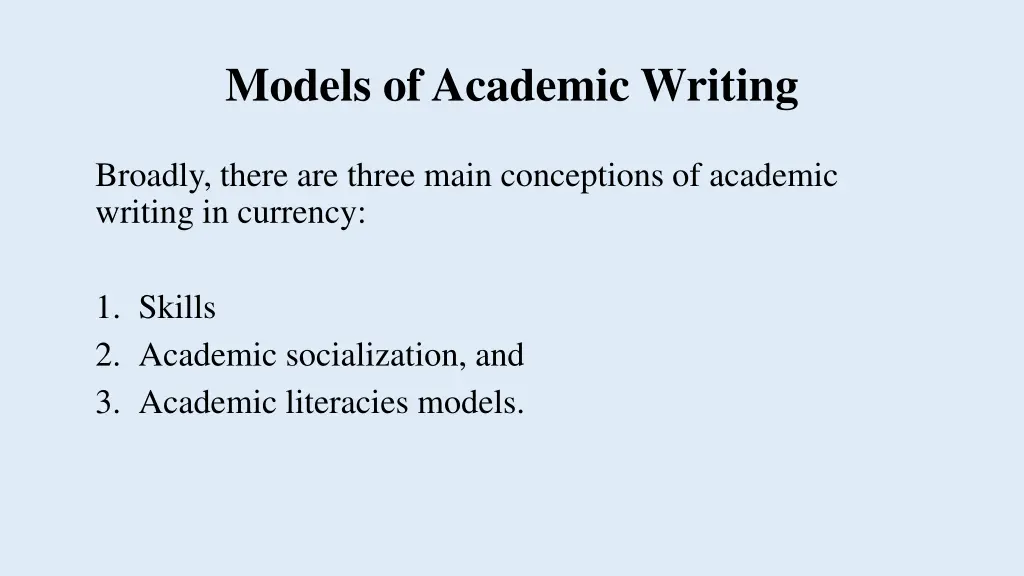 models of academic writing