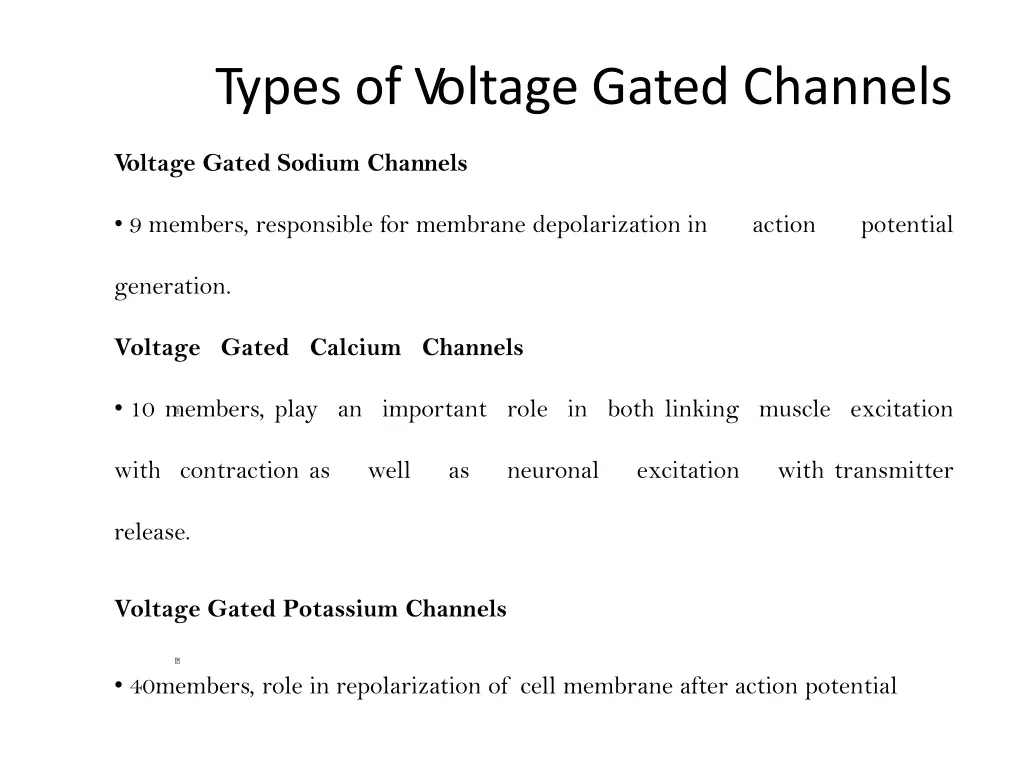 types of voltage gated channels