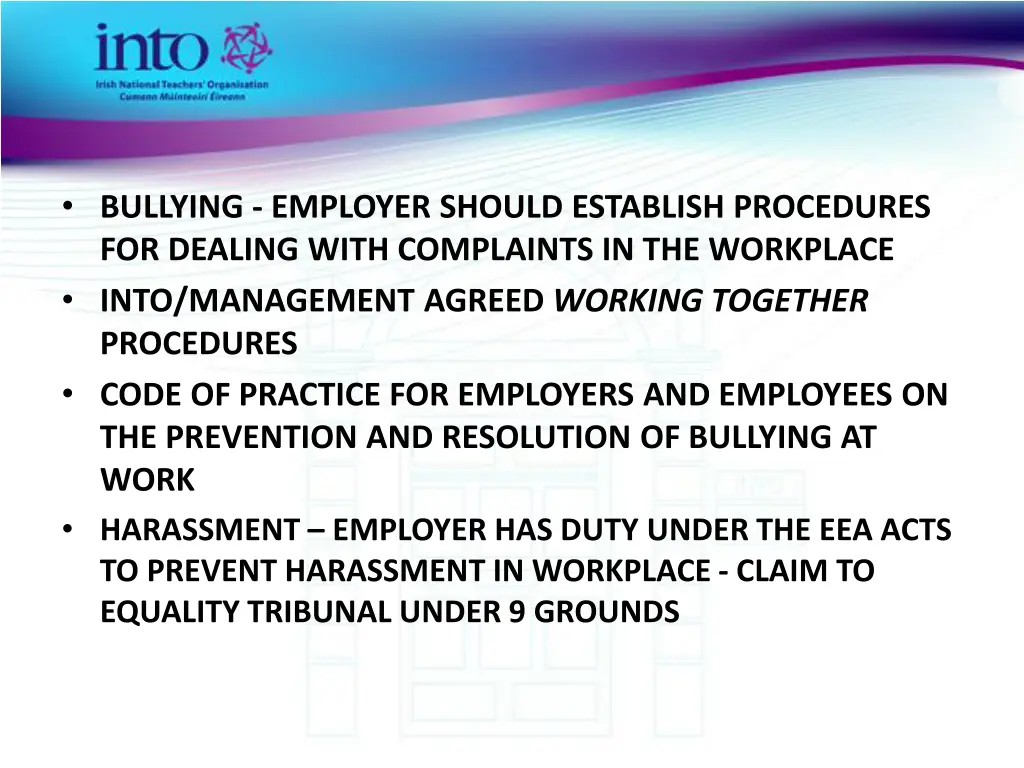 bullying employer should establish procedures