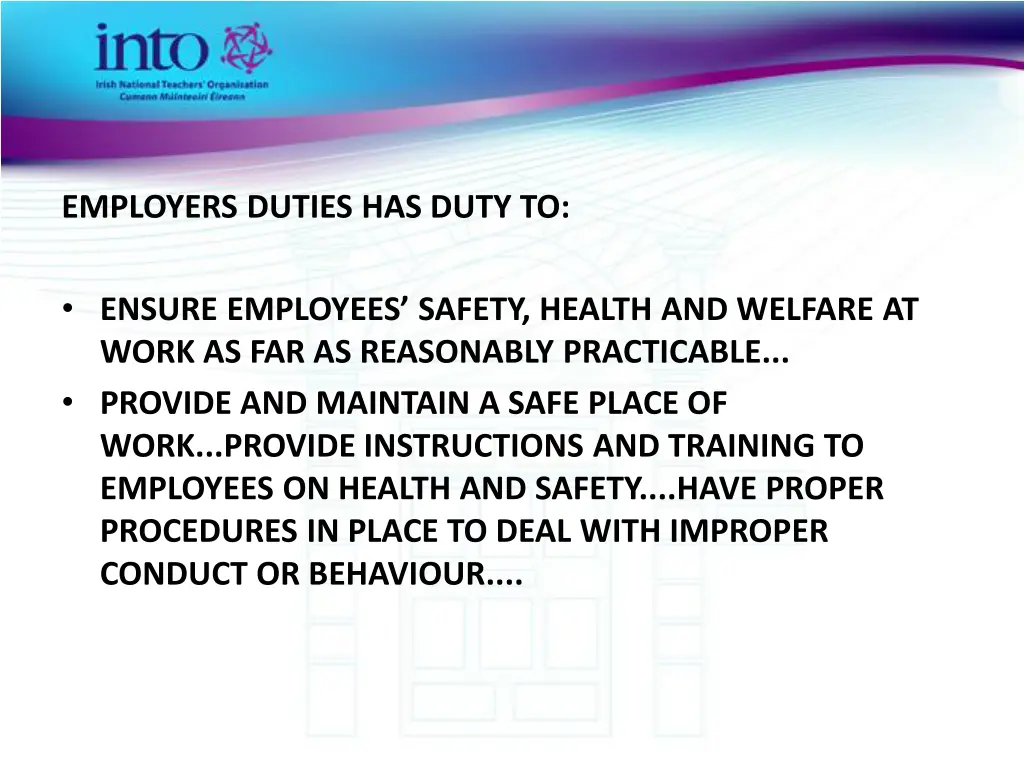 employers duties has duty to