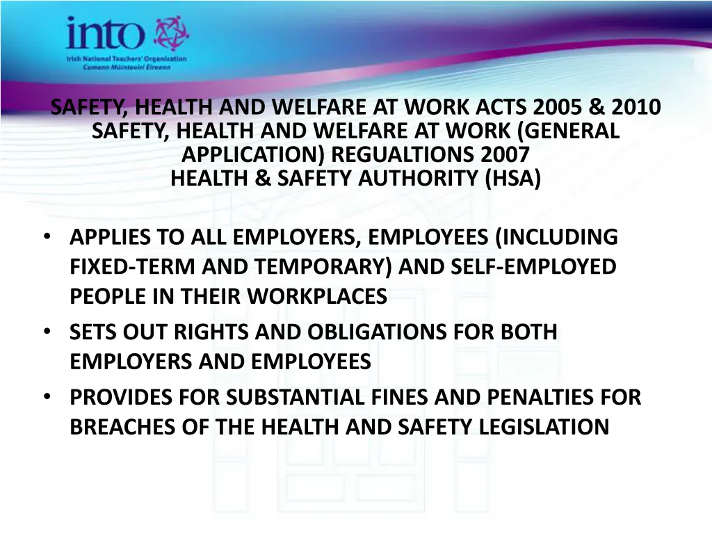 safety health and welfare at work acts 2005 2010