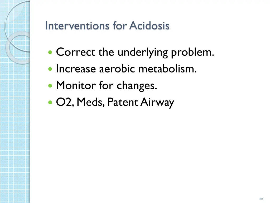 interventions for acidosis