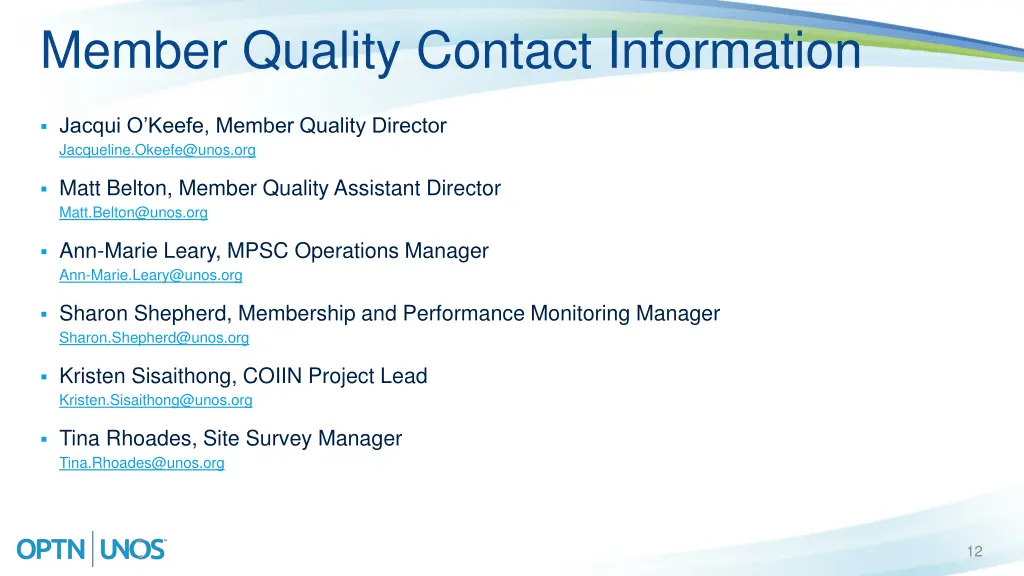 member quality contact information