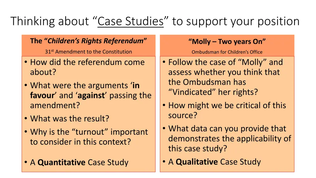 thinking about case studies to support your