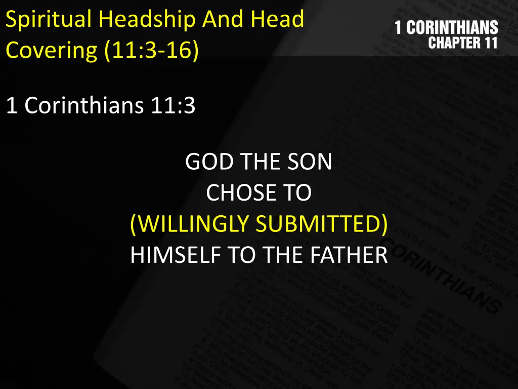 spiritual headship and head covering 11 3 16 3