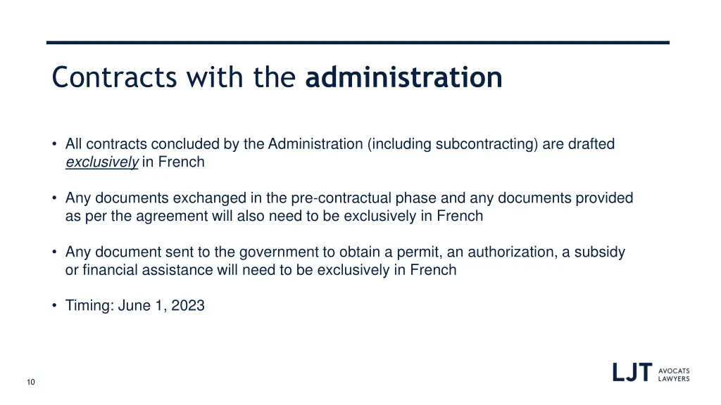 contracts with the administration