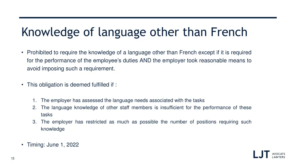 knowledge of language other than french