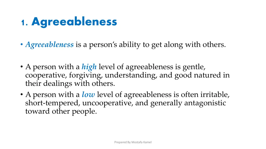 1 agreeableness